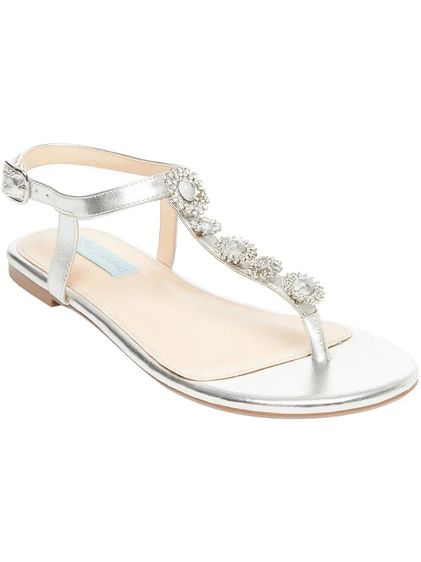 Alta Womens Embellished Metallic Ankle Strap