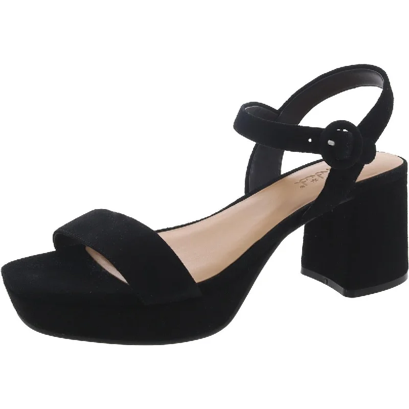 Alyssa Womens Suede Open Toe Block Heel