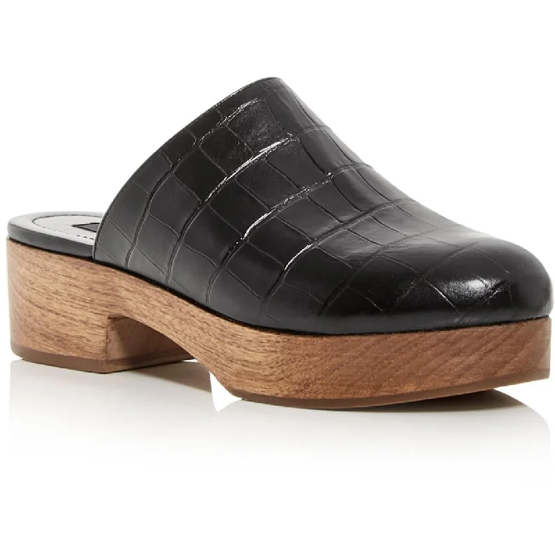 Aqua Womens Leather Slip on Clogs