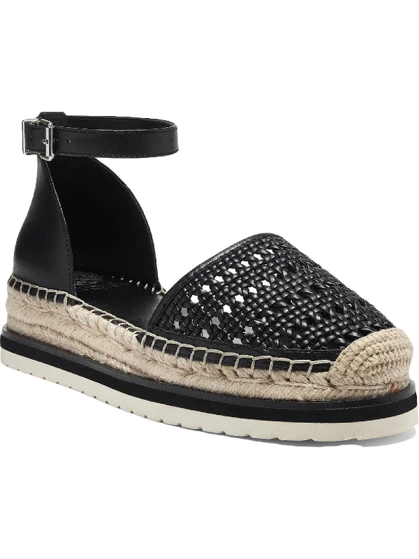 Bredenna Womens Leather Ankle Strap Espadrilles