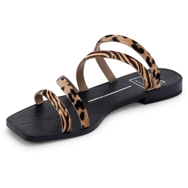 Dolce Vita Womens IZABEL Calf Hair Slip On Slide Sandals