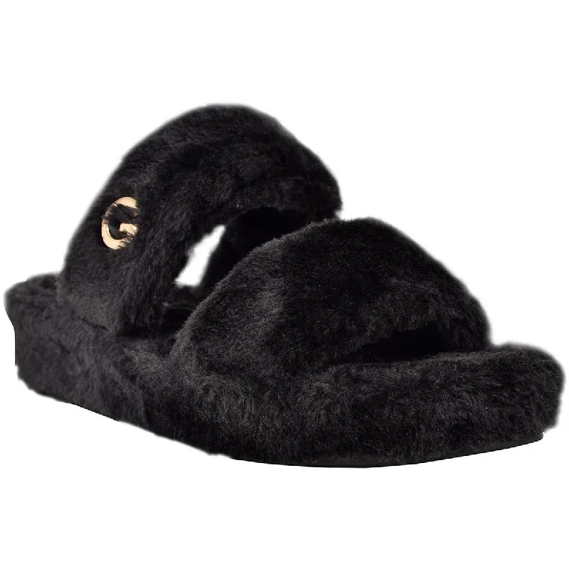 GBG Los Angeles Womens Faux Fur Slide Sandals