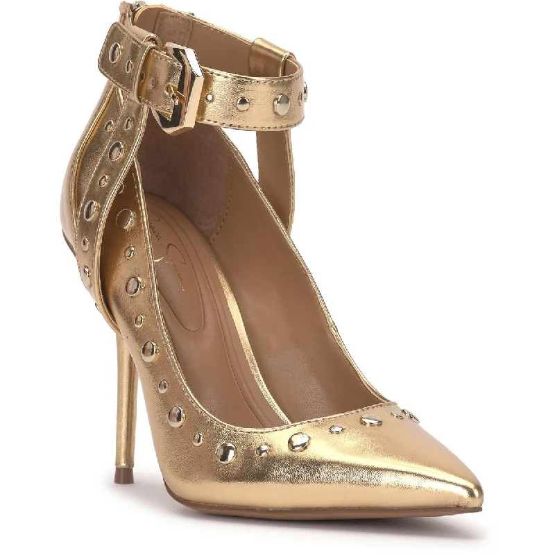 Jessica Simpson Womens Hinjosa Faux Leather Studded Pumps