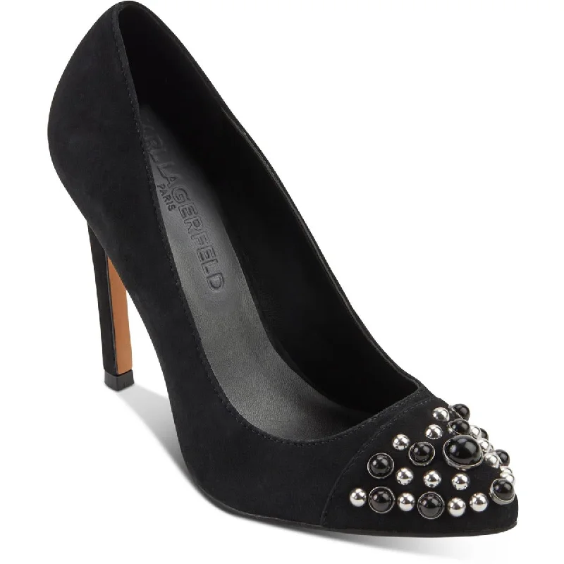 Karl Lagerfeld Paris Womens GIZELA Suede Embellished Pumps