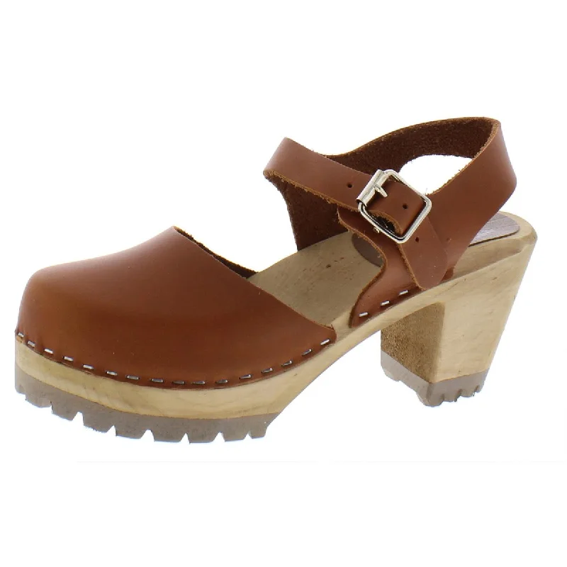 MIA 1976 Womens Sofia Leather Ankle Strap Clogs