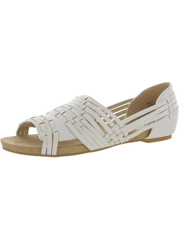 Native Womens Faux Leather Peep-Toe Huarache Sandals