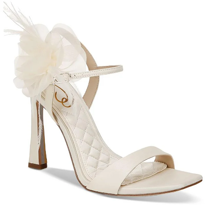 Sam Edelman Womens Leana Satin Feathers Ankle Strap