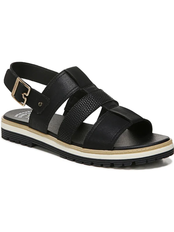 Talk It Out Womens Faux Leather Buckle Slingback Sandals