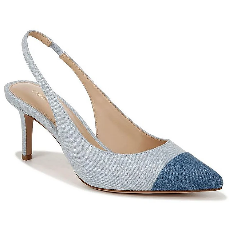 Veronica Beard Womens LILIANA Two Tone Denim Slingback Heels