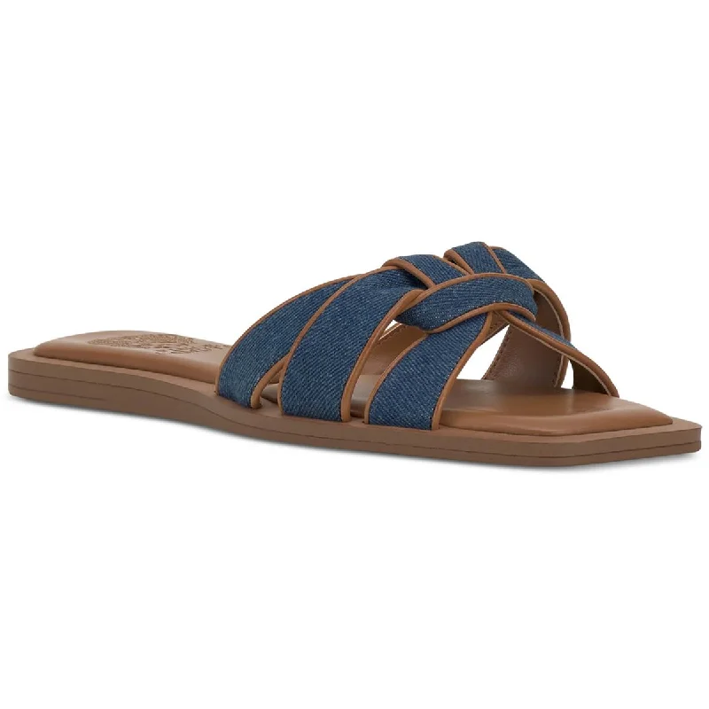 Vince Camuto Womens Barcelens Leather Slip On Slide Sandals