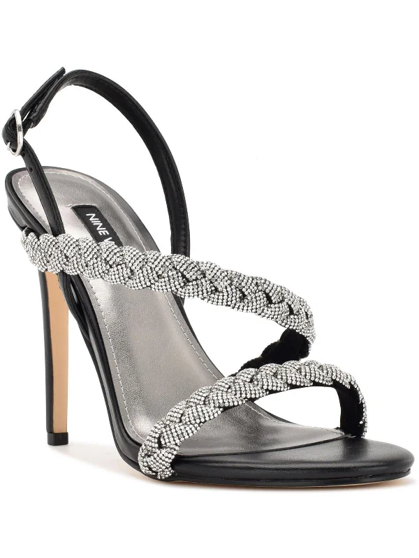 WNTIFF5 Womens Faux Leather Rhinestone Ankle Strap