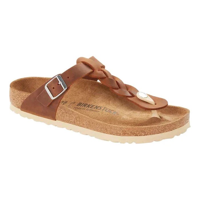 Womens Birkenstock Gizeh Braid in Cognac