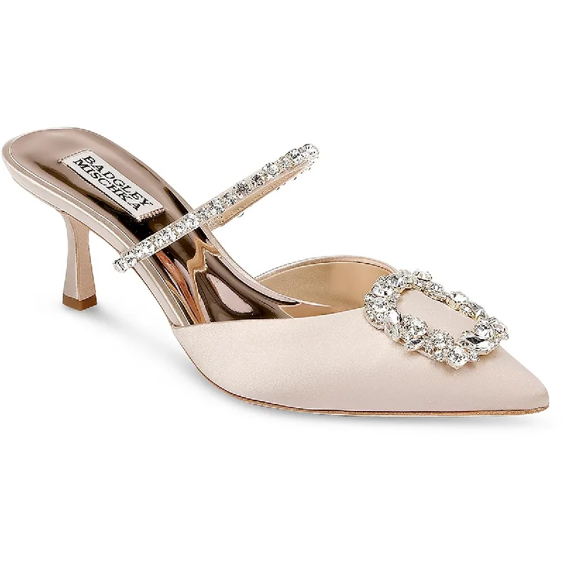 Badgley Mischka Womens Flutter Satin Embellished Pumps