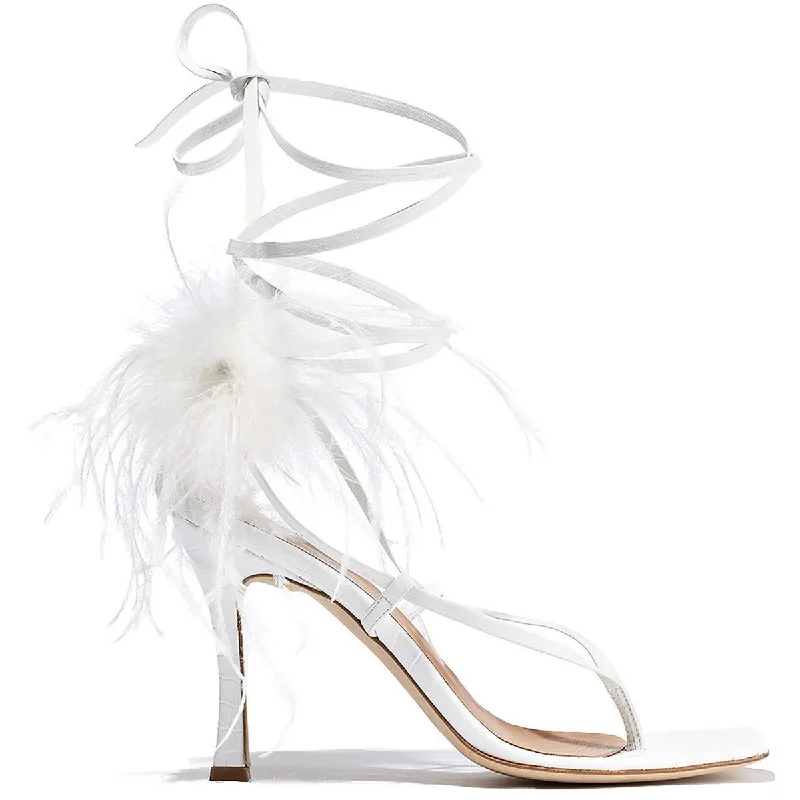 Brother Vellies Womens Paloma Leather Feathered Pumps