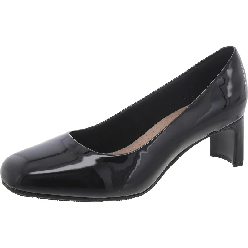 Clarks Womens KYNDALL IRIS Patent Leather Square Toe Pumps