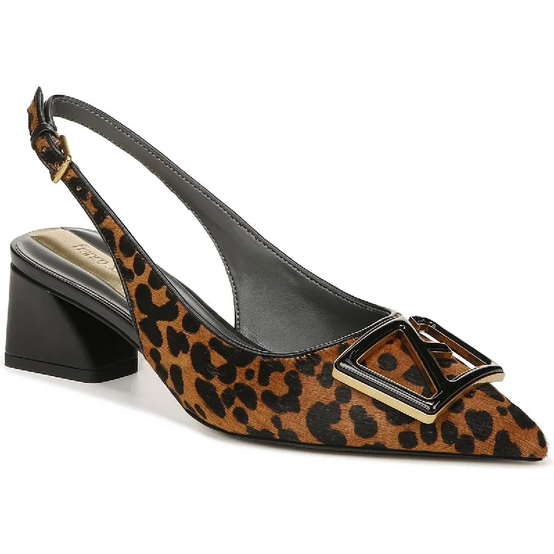 Franco Sarto Womens Racer 5 Calf Hair Animal Print Slingback Heels