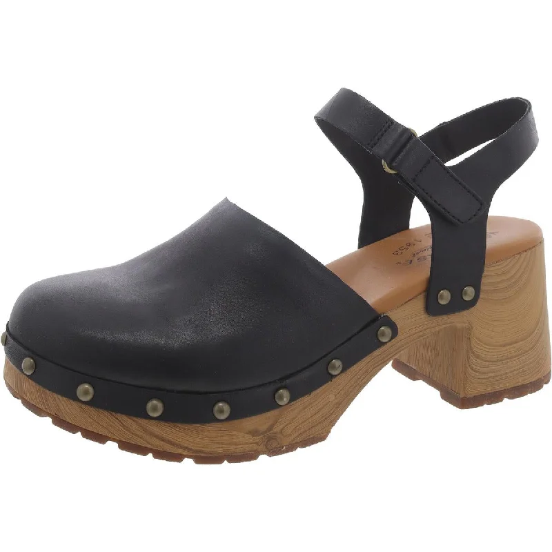 Kork-Ease Womens Leather Ankle Strap Clogs