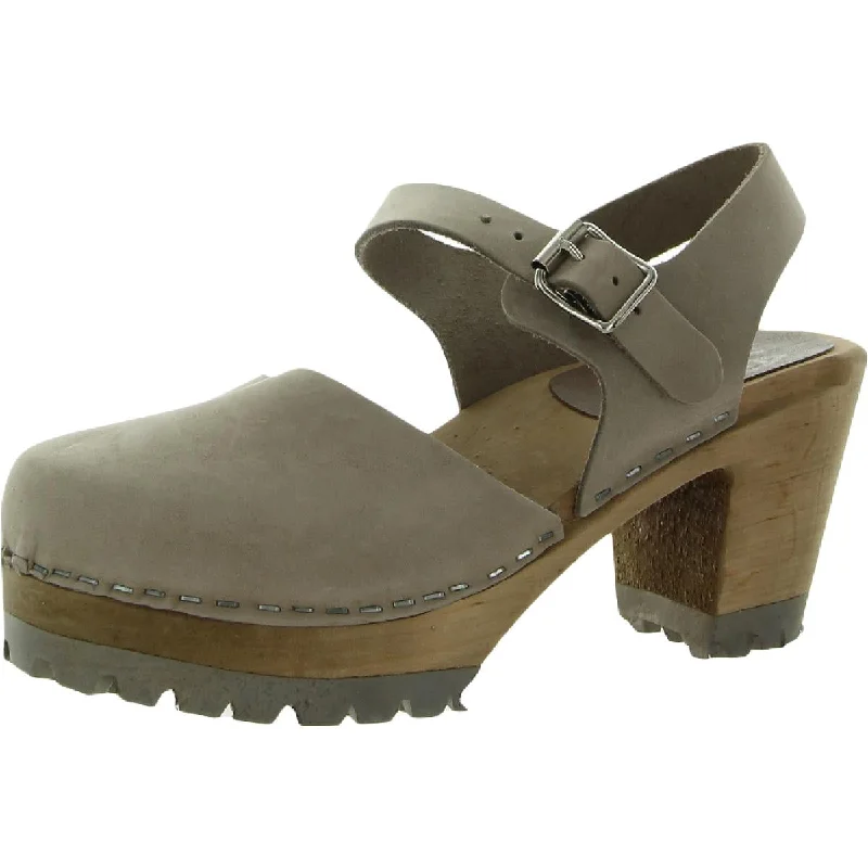 Mia Womens Leather Heels Clogs