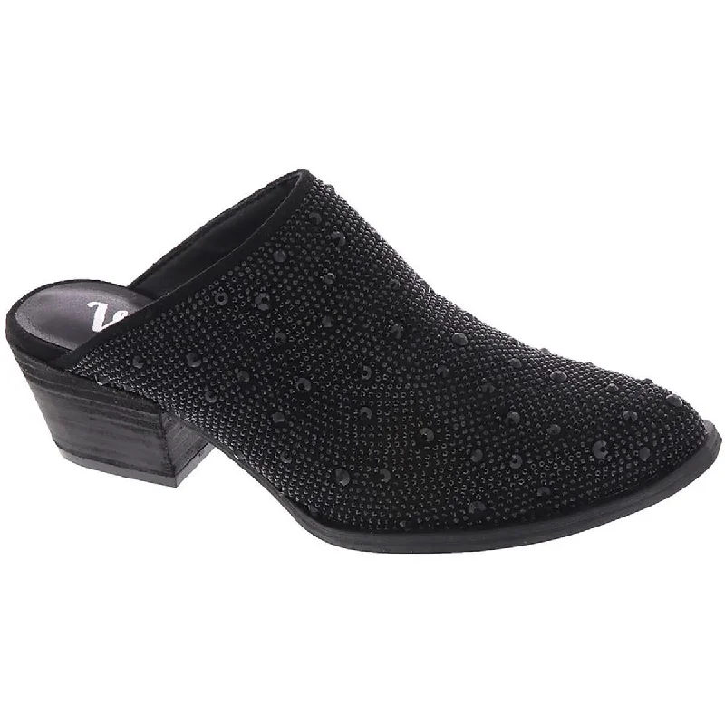 Very G Womens Zeena Rhinestone Slip-On Mules