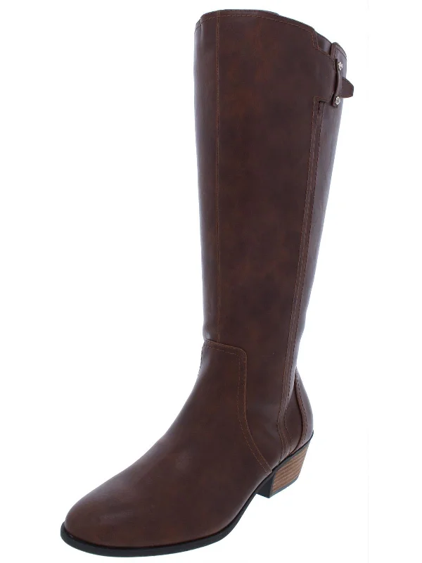 Brilliance Womens Wide Calf Faux Leather Riding Boots