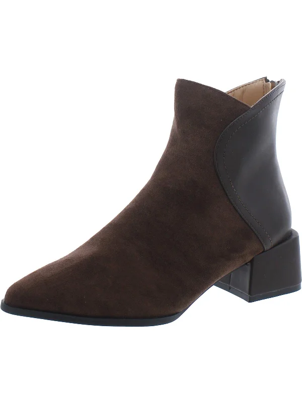 CONSUELLO Womens Faux Suede Zipper Ankle Boots