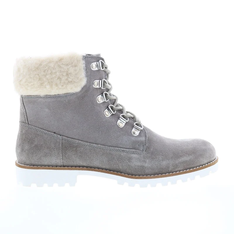 Diba True Draw Tap 31120 Womens Gray Suede Lace Up Casual Dress Boots