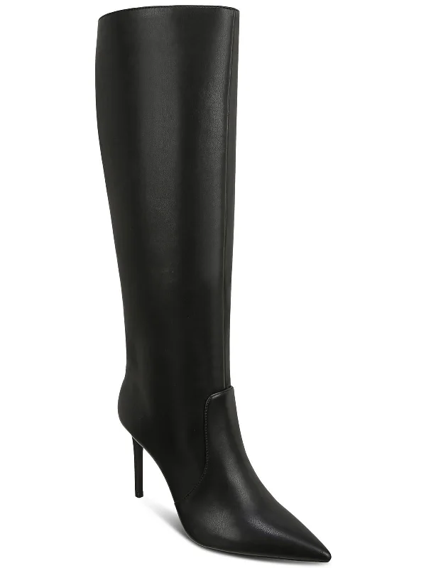 Havannah Womens Faux Leather Pointed Toe Knee-High Boots