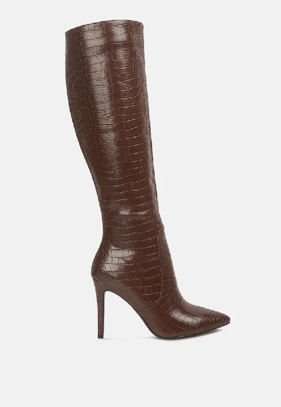 indulgent high heel croc calf boots