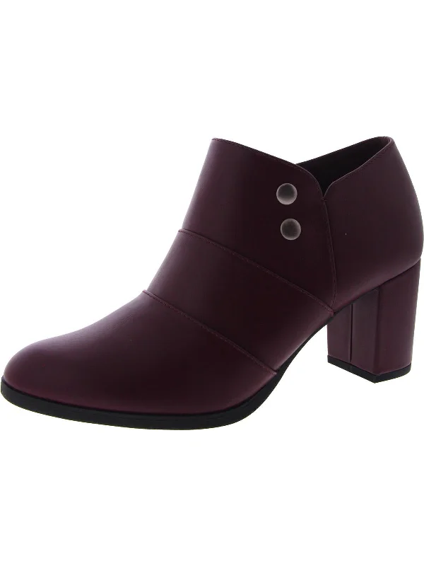 LEILANI Womens Faux Leather Zipper Booties