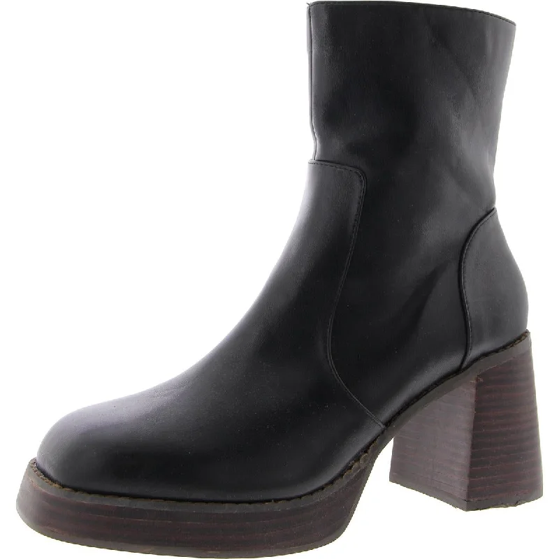 Loyal Womens Faux Leather Solid Mid-Calf Boots