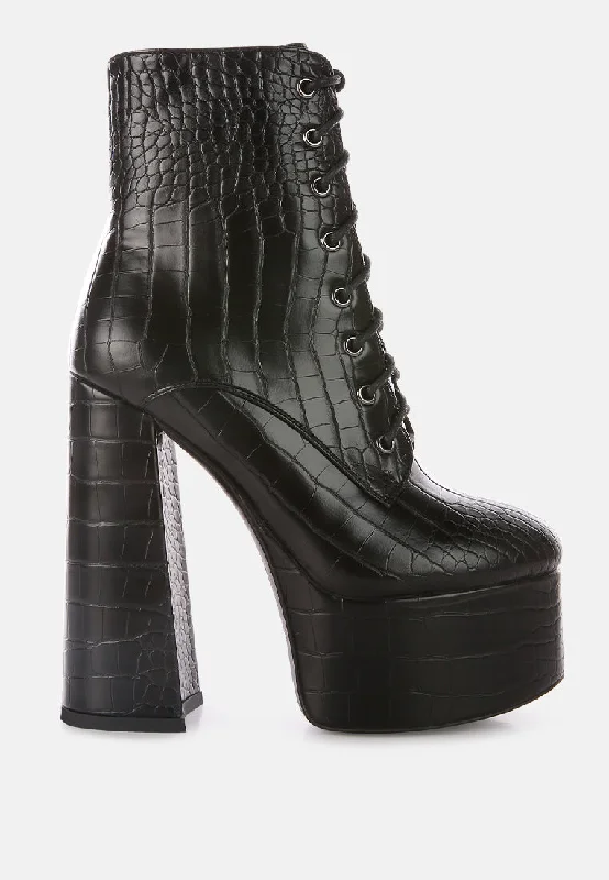 magdalene croc high heel patform boots