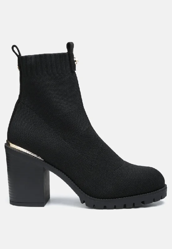 medusa knitted block heel ankle boots