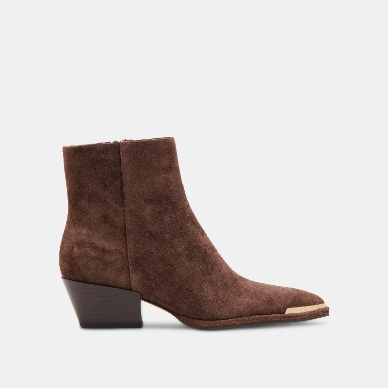 NONAH WIDE BOOTIES DK BROWN SUEDE