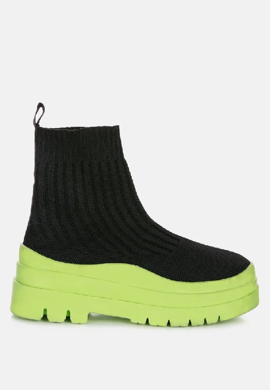 quavo knitted platform chunky boots