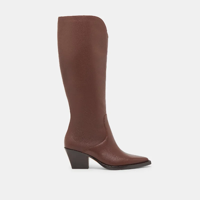 RAJ WIDE CALF BOOTS CHOCOLATE LEATHER