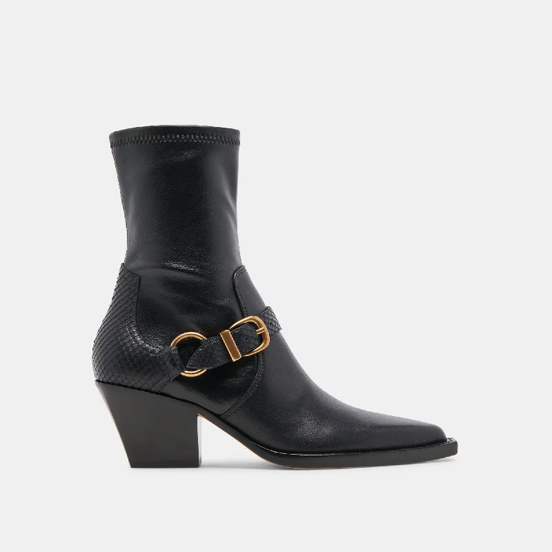 RAVE WIDE CALF BOOTS BLACK LEATHER