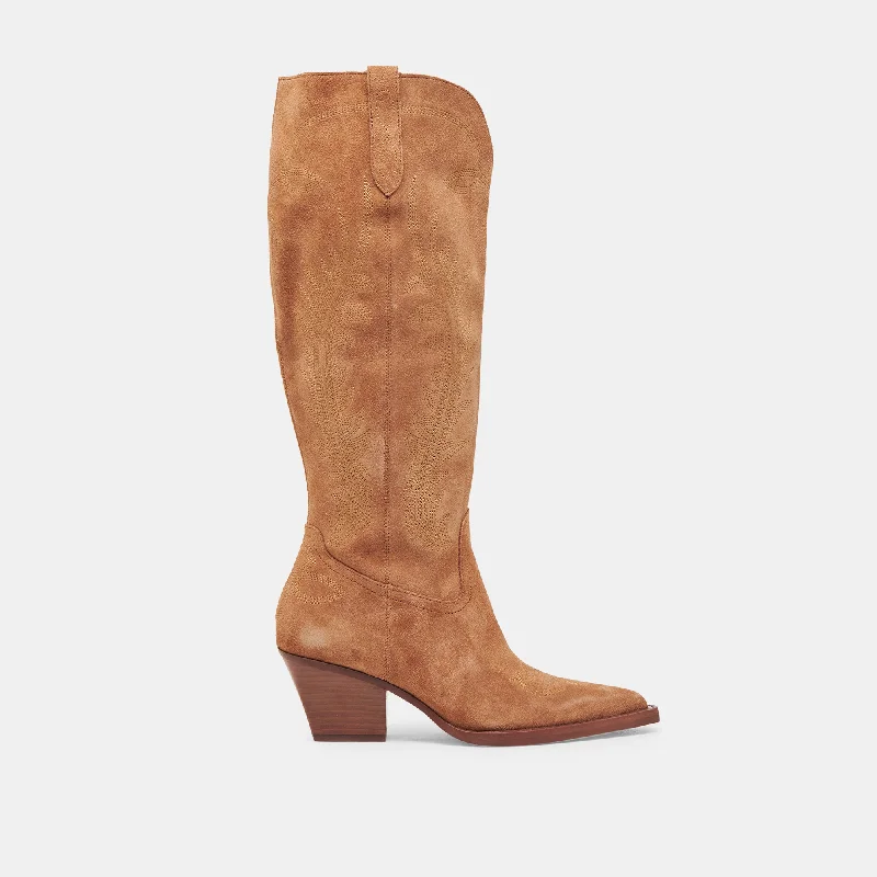 RYATT EXTRA WIDE CALF BOOTS PECAN SUEDE