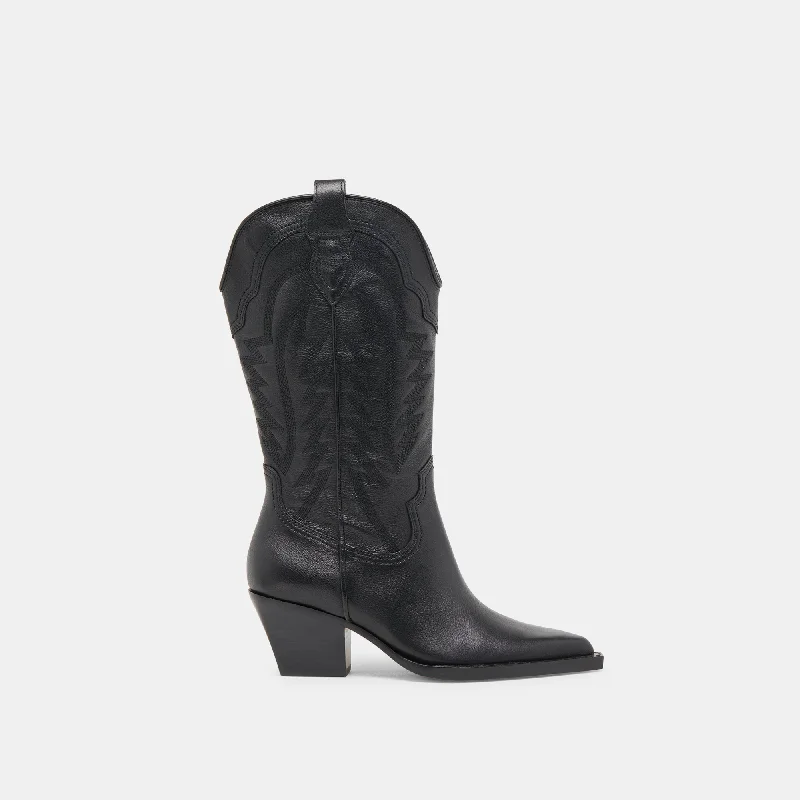 RYLAND WIDE CALF BOOTS BLACK LEATHER