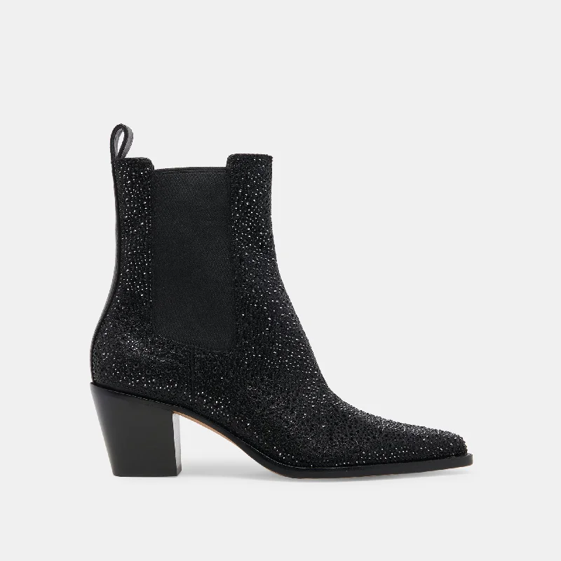 SHADIE CRYSTAL BOOTIES BLACK METALLIC CRYSTAL