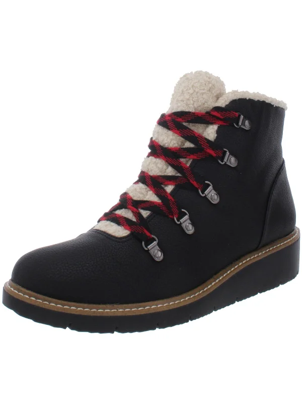 So Cozy Womens Faux Leather Wedge Winter Boots