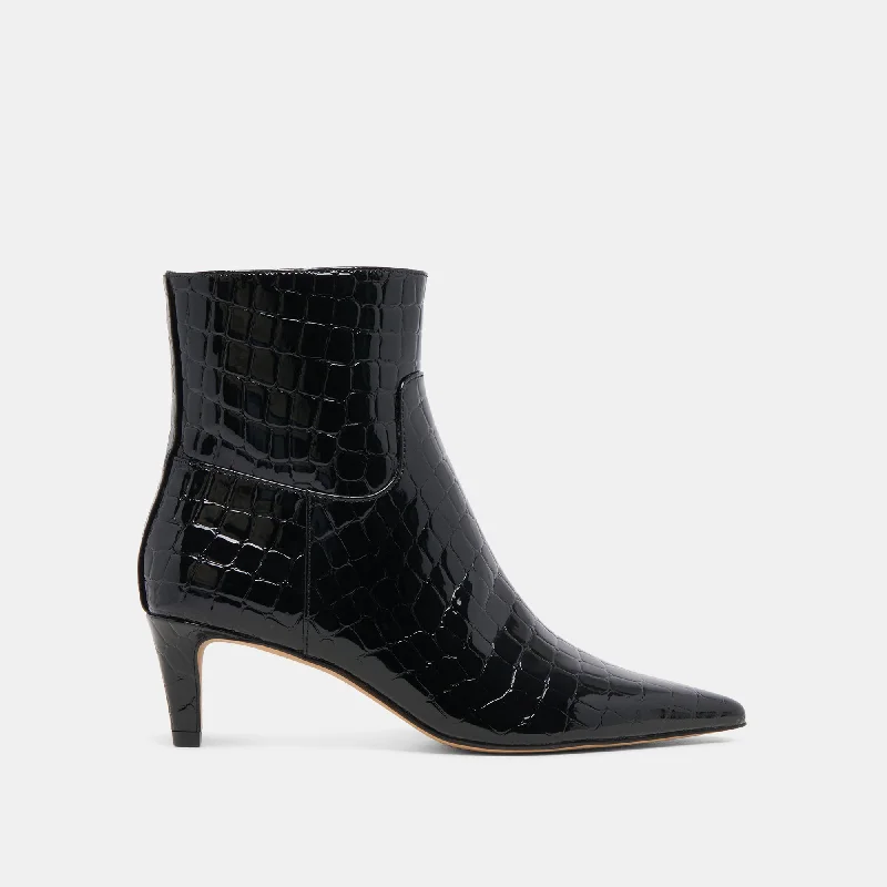 SONDRA BOOTIES NOIR EMBOSSED LEATHER