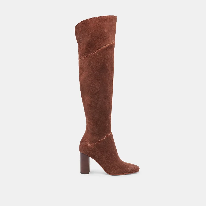 SURY WIDE CALF BOOTS DARK SADDLE SUEDE