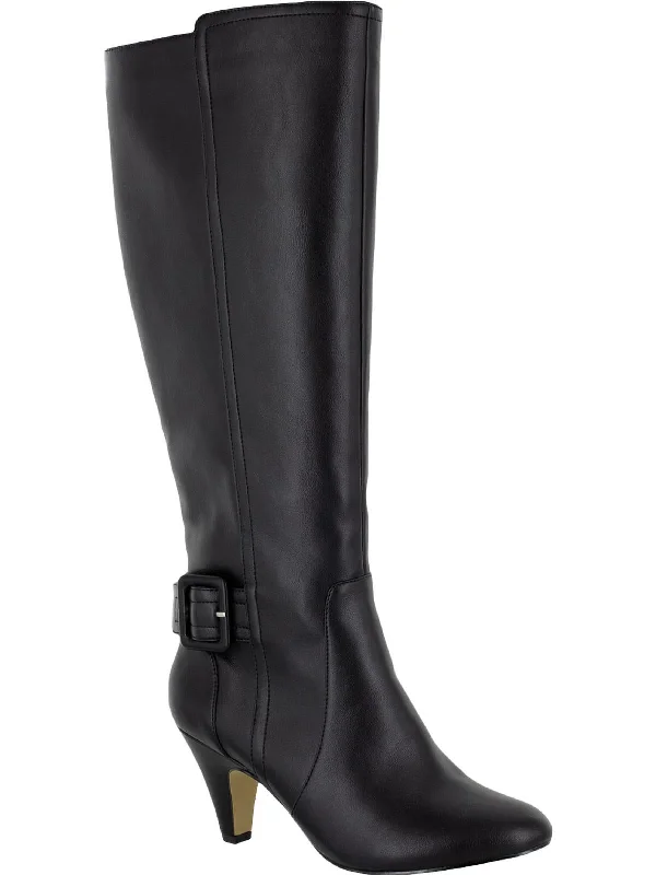 Troy II Womens Leather Almond Toe Knee-High Boots