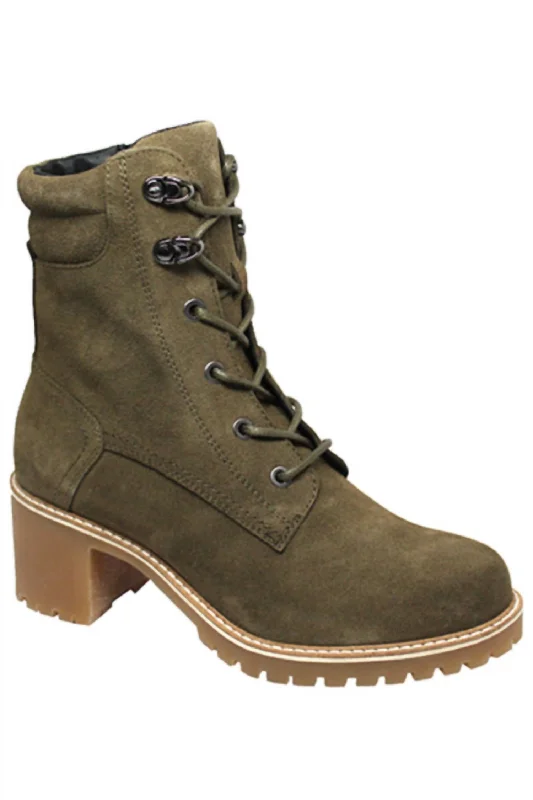 Women Amelia Lace Up Boots In Khaki