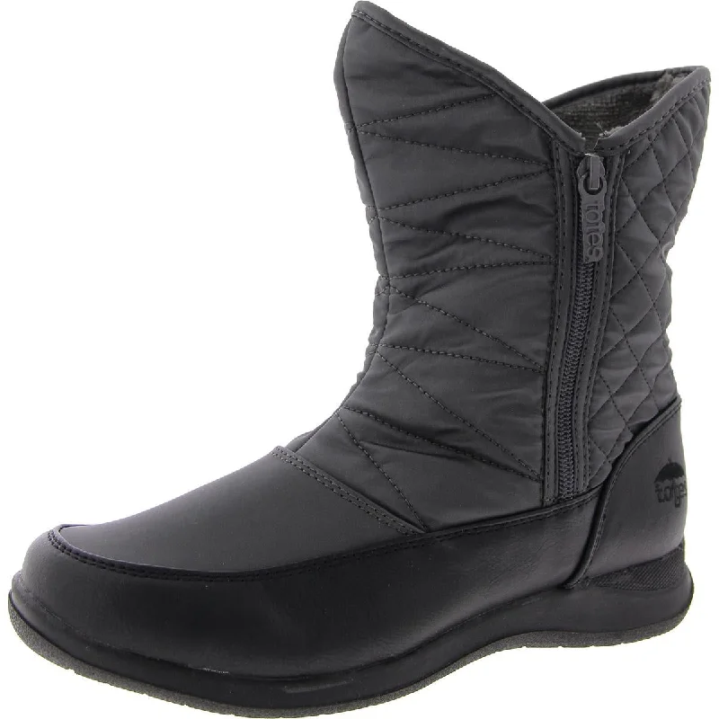 Womens Faux Leather Double Zipper Winter & Snow Boots