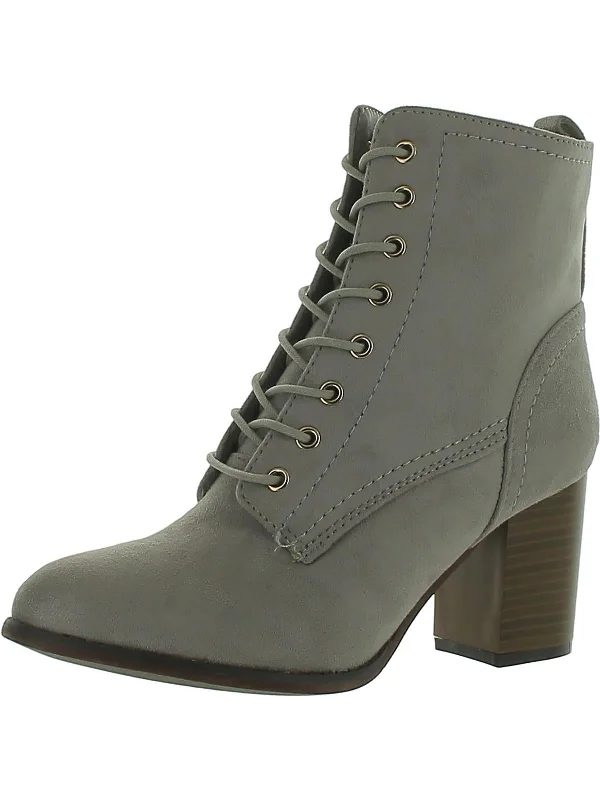 Womens Faux Suede Block Heel Ankle Boots