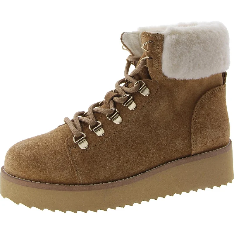 Womens Faux Suede Faux Fur Hiking Boots