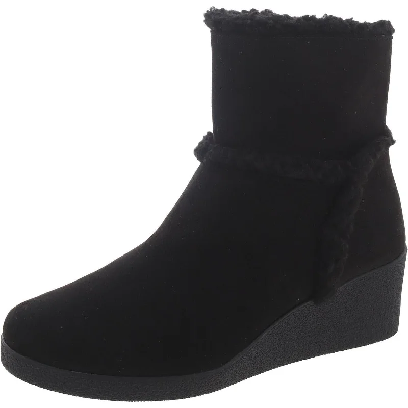 Womens Faux Suede Zipper Booties