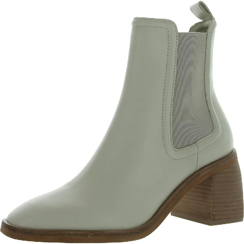 Womens Leather Block Heel Chelsea Boots