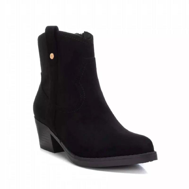 Women's Suede Italian Western Boots In Black